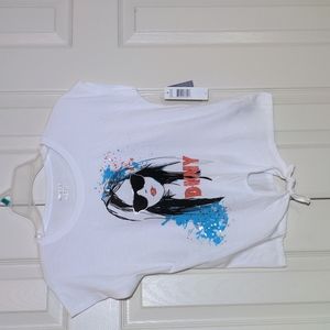 DKNY NWT tie top T-shirt girl sunglasses kids large white